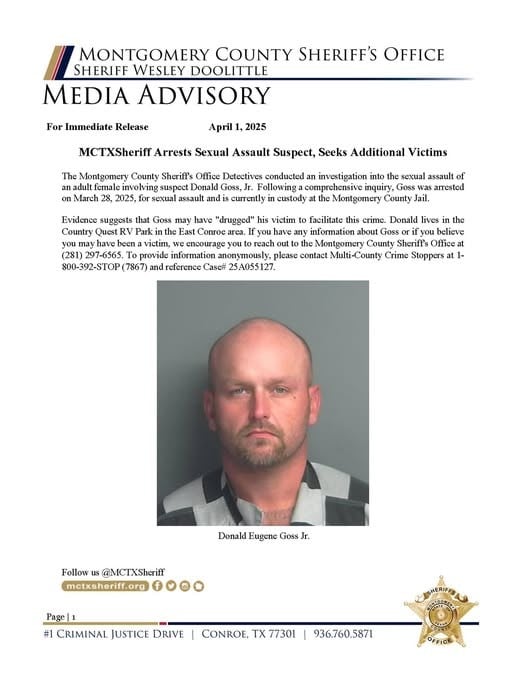 Detectives Arrest Suspect in Montgomery County for Sexual Assaul